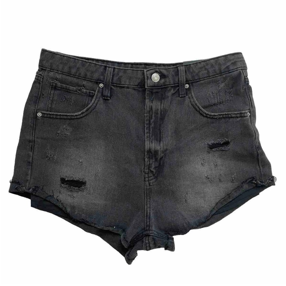 Wild Fable Classic Black Distressed Jean Shorts Highest Rise Charcoal Denim
